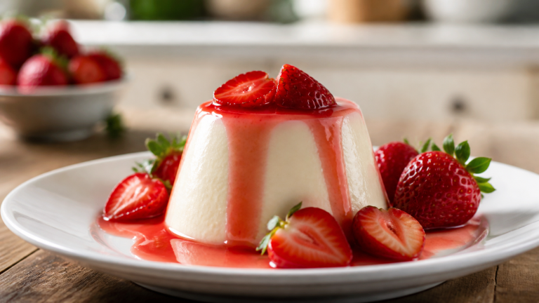 Jahodová panna cotta