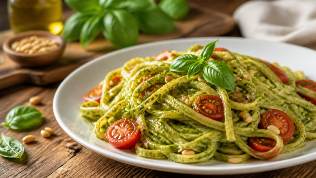 Pesto pasta s cherry rajčaty