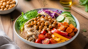 Buddha bowl s cizrnou a tahini dresinkemem