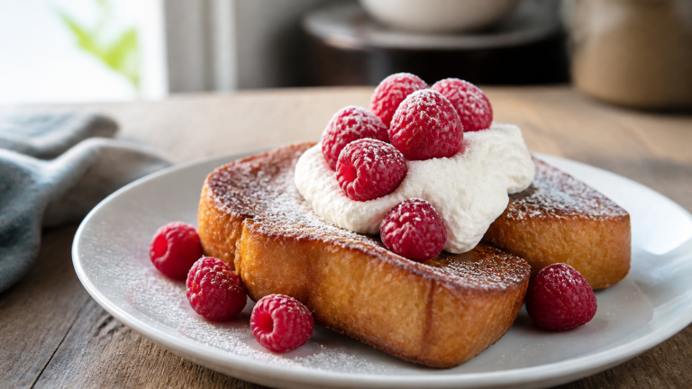 Francouzský toast s mascarpone a malinami