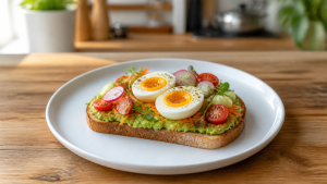 Avokádový toast s vejcem a zeleninou