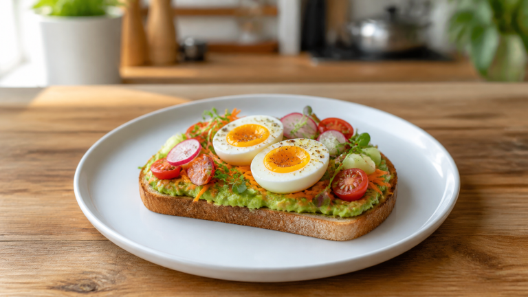 Avokádový toast s vejcem a zeleninou
