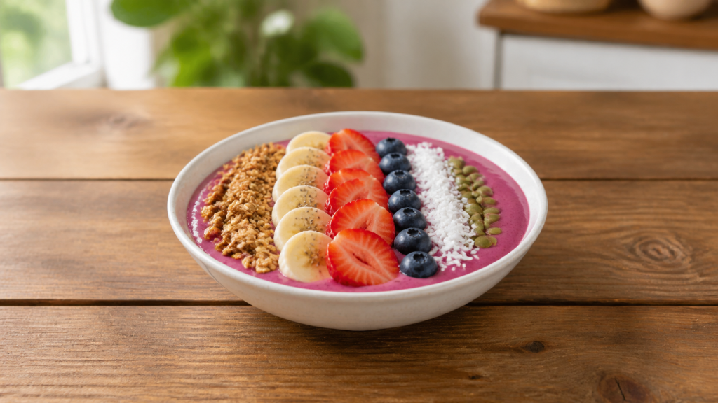Smoothie bowl s granolou a čerstvým ovocem