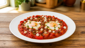 Shakshuka s fetou a bylinkami