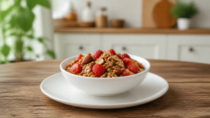 Domácí granola s ořechy a jahodami