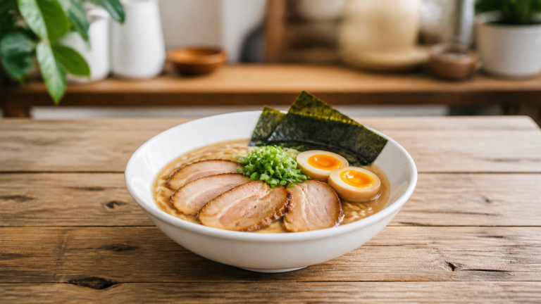 Polévka ramen s vepřovým bůčkem