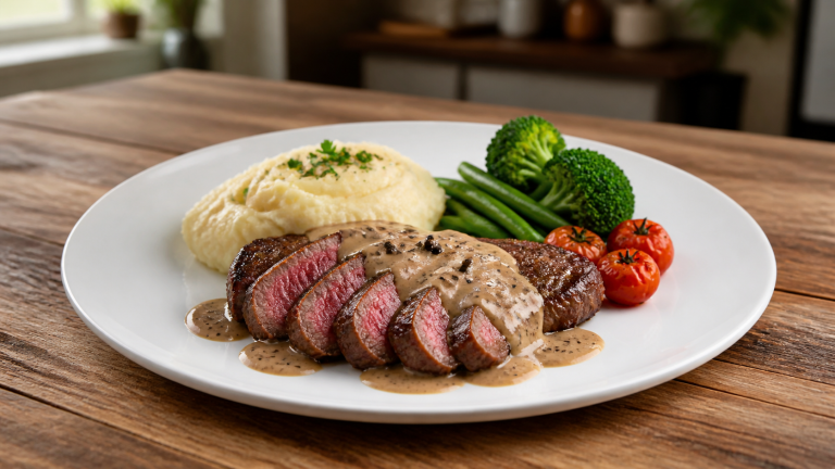 Hovězí steak s pepřovou omáčkou
