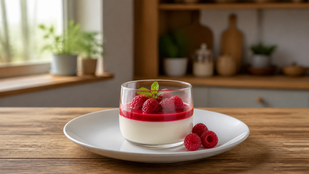 Malinová panna cotta