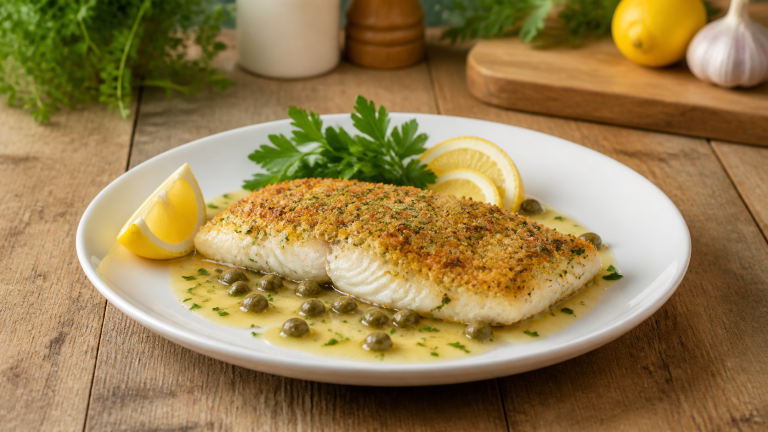 Pangasius v bylinkové kůrce s citronem