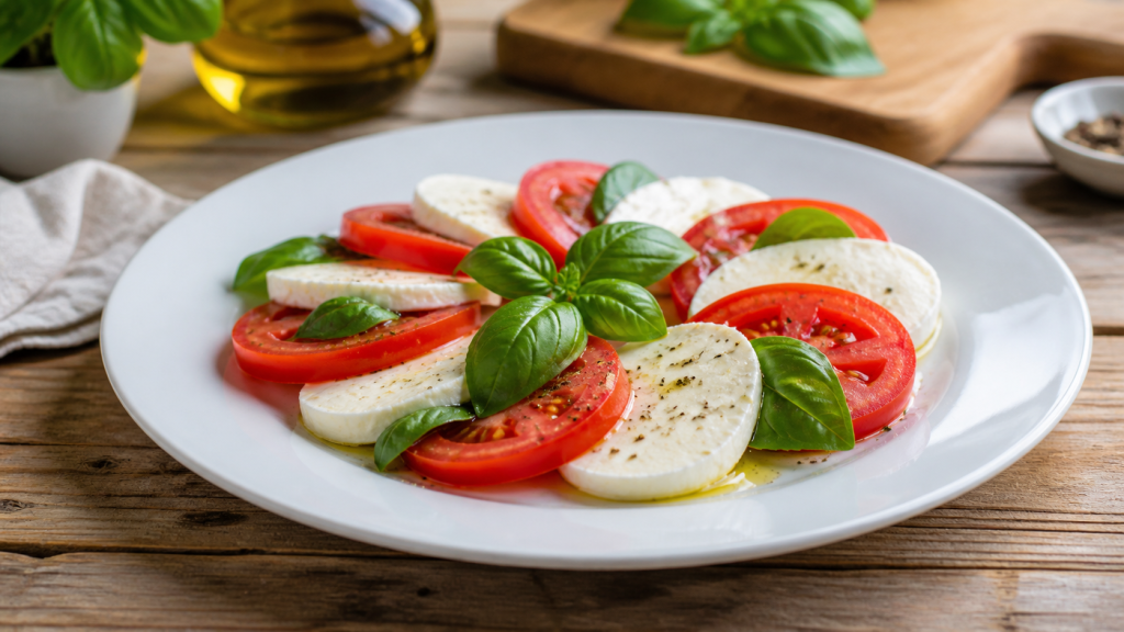 Mozzarella caprese s rajčaty a bazalkou