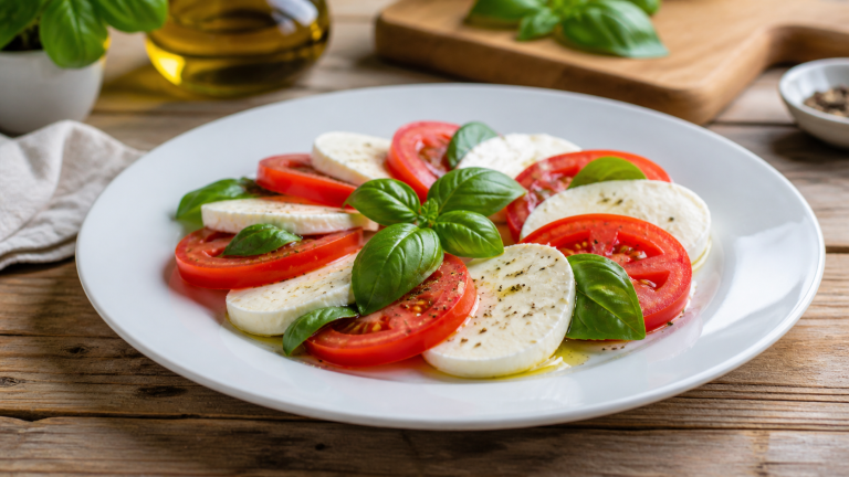 Mozzarella caprese s rajčaty a bazalkou