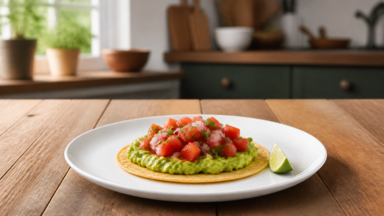 Kukuřičná tortilla s avokádem a salsou