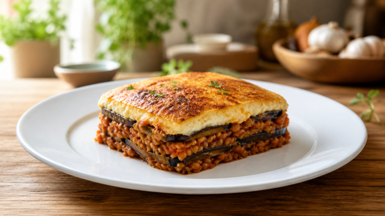Vegetariánský moussaka s lilkem