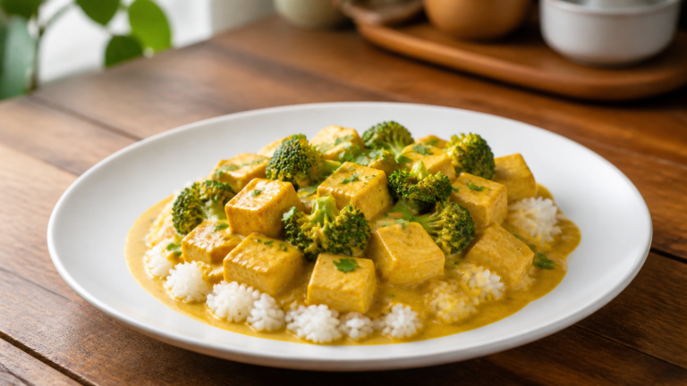 Krémové tofu kari s brokolicí