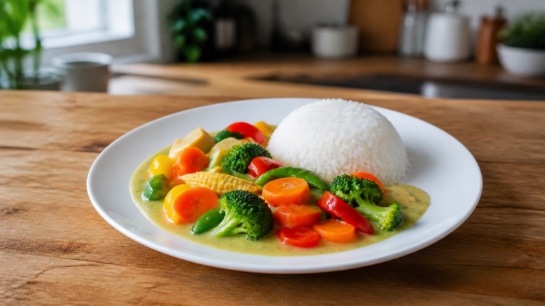 Zeleninový thai curry s jasminovou rýží